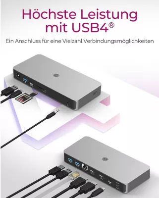 Docking station ICY BOX IB-DK2880-C41, USB4, 10 porte, 100W, 8K, anthracite/black