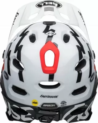 Kask full face Bell Super DH MIPS Spherical, L (58–62 cm), me mbrojtëse mjekre e heqshme, bardhë/zi