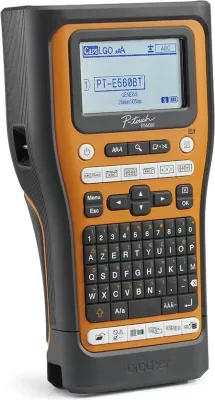 Printer etiketash Brother P-Touch E560BTVP, Bluetooth, bateri e integrume, portokalli