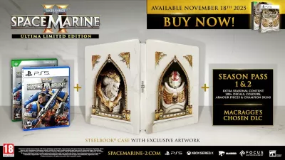 Lojë PS5 Focus Entertainment Warhammer 40,000: Space Marine 2, Ultima Limited Edition, PEGI 18, me SteelBook + Season Pass 1/2 + DLC Macragge's Chosen