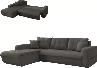 Kënd-sofë krevati majtas KANSO, material gri, FH3338.01L, 244x188x80cm