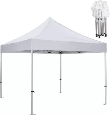 Gazebo profesional i palosshëm, kornizë alumini, ngjyrë argjendi, hije e bardhë, 3x3x3.43m