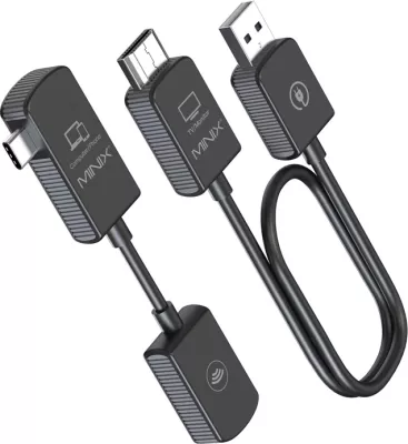 Transmetues video pa tela USB-C në HDMI Minix NEO-C1, Plug & Play, 50 m, set transmetues + marrës, i zi
