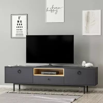 Komodë TV Skye Decor, ngjyrë natyrale-antracit