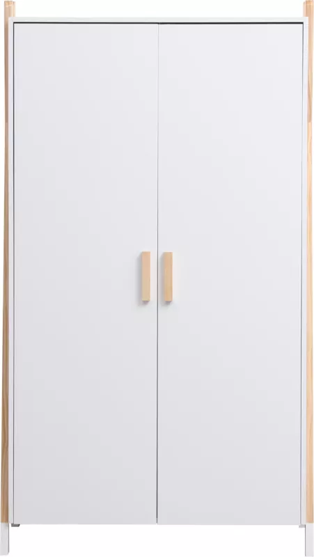 Dollap për fëmijë PASCHAL, ngjyrë e bardhë, këmbë prej druri pishe, 96x44x170cm