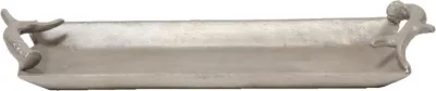 Tabaka dekorative për Krishtlindje, alumin, ngjyrë argjendi, 40x14x5cm