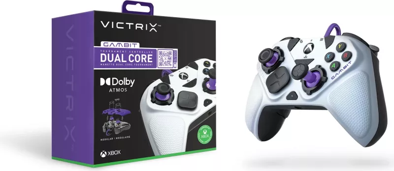 Gamepad PDP Victrix Gambit, PC, Xbox One, Xbox Series S/X, i zi, i bardhë