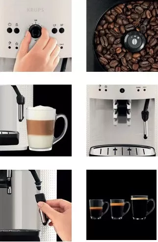 Aparat espresso Krups EA8105, 1.6L, mulliri i integrum, bardhë