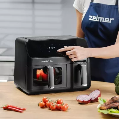 Fritezë ajri Zelmer ZAF 9000, 5.5 l + 3.5 l, 2700 W, e zezë