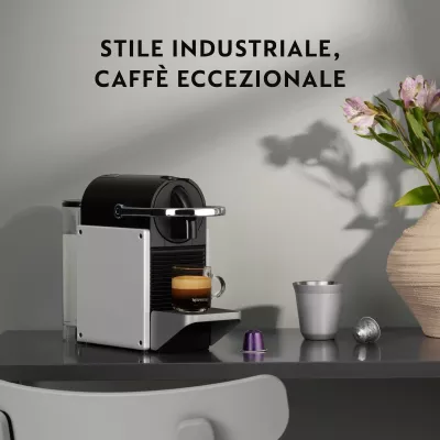 Aparat kafeje kapsulë DeLonghi Pixie EN127.S, 1 L, 1260 W, Ngjyrë e zezë, gri, argjendtë