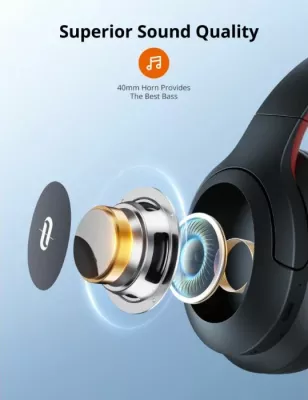 Kufje TaoTronics TT-BH1120 TWS Bluetooth 5.3, 10 mm, IPX5, 30 orë me kuti karikimi, e zezë/kuqe