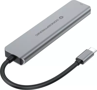 Docking station Conceptronic 6-1 USB-C në HDMI/2xUSB-A/2xUSB-C, 25cm, gri