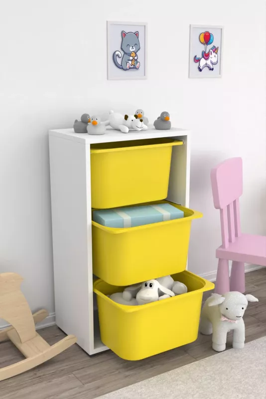 Dollap multifunksional Hanah Home, bronz 3D, i bardhë, i verdhë