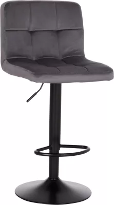 Karrige për bar rrotulluese DIANA, kadife gri, metal i zi mat, FH202.41, 44x52x109cm, set prej 2 copësh