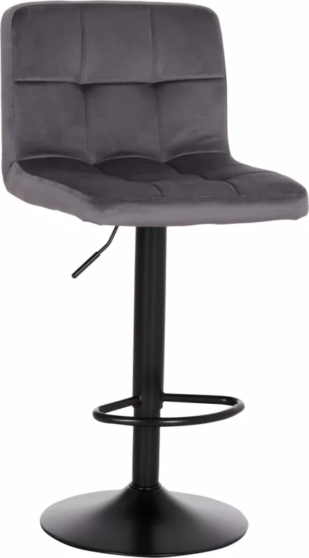 Karrige për bar rrotulluese DIANA, kadife gri, metal i zi mat, FH202.41, 44x52x109cm, set prej 2 copësh