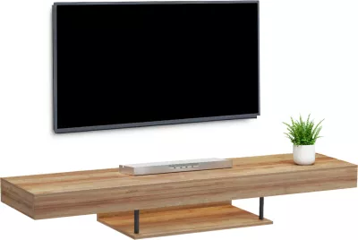 Mbajtës televizori për mur me LED, ngjyrë lisi, SAVOR FH18381.01, 150x29.5x22cm