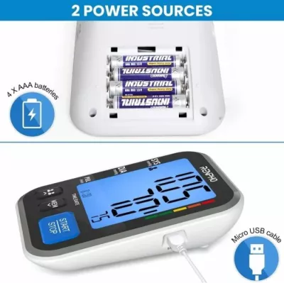 Aparat matës i tensionit të gjakut RENPHO TMB-1872, memorie 240 matje (2 përdorues), manshetë 8-16\", i bardhë, set me 4x AAA + kabllo Micro USB + çantë