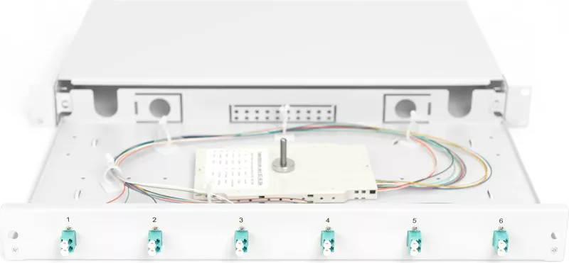 Kuti bashkimi fibrash optike Digitus OM3, 6x LC, 1U, çelik, gri