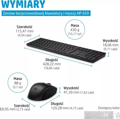 Set tastierë dhe maus wireless HP 650 Combo, të zeza