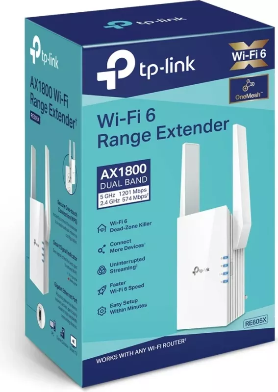 Zgjerues rrjeti TP-Link RE605X, AX1800 Wi-Fi 6, i bardhë