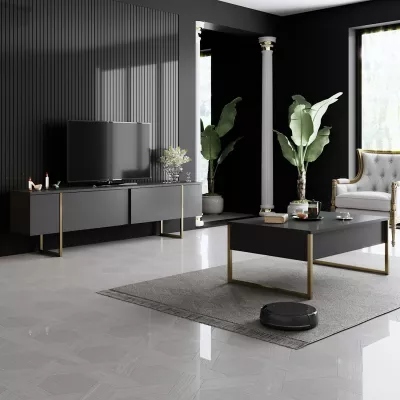 Tavolinë kafeje Hanah Home, Luxe, antracit, ari