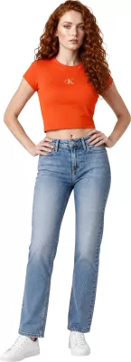 Maicë për femra Calvin Klein Jeans MONOGRAM BABY TEE LV047AB802, e kuqe [Madhësia: M]