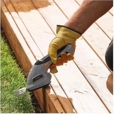 Trimmer pa kabllo 2-në-1 VONHAUS 2500259, 3.6V Li-ion, teh 10 cm + gërshërë bari 7 cm, adaptor UK/EU, gri/zi/portokalli