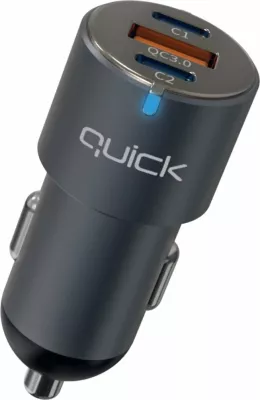 Karikues veture Quick QC-420 60W 1x USB-A + 2x USB-C, i zi