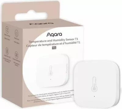 Sensor temperature dhe lagështie AQARA T1 (TH-S02D), Zigbee 3.0, bateri CR2032, e bardhë, set 1 copë