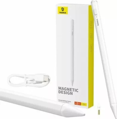Stilus Baseus Smooth Writing 2 Lite 130mAh, për iPad, karikim USB-C, Palm Rejection, i bardhë, set me majë rezervë + kabllo