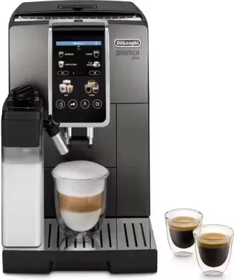 Aparat kafeje DeLonghi Dinamica Plus ECAM 380.95.TB, 1450W, ekran me prekje 3.5\" TFT, depo kokrrash 300g, e zezë