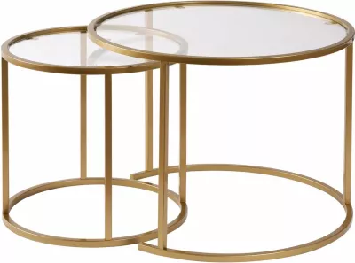 Set tavolinash kafeje Nordure, Aurum - 60, 42 - ngjyrë ari, xham transparent