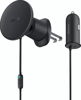 Mbajtës magnetik për celular Baseus CW01 me karikues USB-C 15W + 25W, i zi