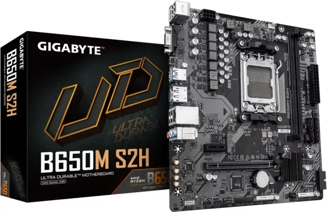 Pllakë amë GIGABYTE B650M S2H, AM5, mATX, DDR5, 4x SATA3, M.2, USB 3.2 Gen1, DisplayPort/HDMI