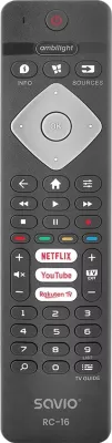 Telekomandë universale SAVIO RC-16 për Philips TV, SMART TV, e zezë