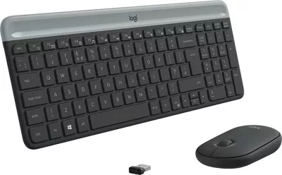 Set tastierë wireless me maus Logitech MK470 Slim, AZERTY, full-size, e zezë