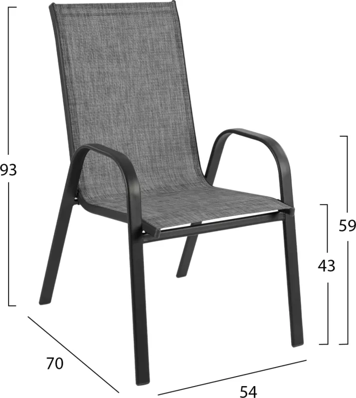 Karrige e jashtme LEON FH5000.01 kornizë metali gri-tekstilene gri 54x70x93Hcm