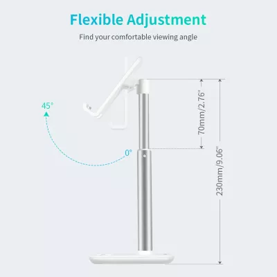 Mbajtëse telefoni/tableti Choetech H035, alumini, e bardhë dhe argjendtë, rregullim këndi dhe lartësie