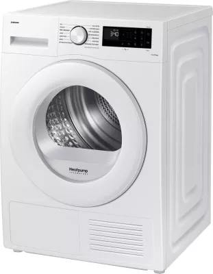 Tharëse rrobash, Samsung, DV90DG52A0TELE, 9 kg, pompë nxehtësie, Wi‑Fi, klasa energjie C, e bardhë