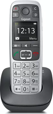 Telefon Gigaset E560, DECT, Pa tel, Speakerphone, 200 kontakte, Caller ID, Ngjyrë zezë, argjendtë