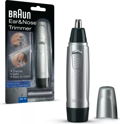 Makinë rroje Braun EN 10, për hundë dhe veshë, inox, pa kabllo, e zezë/gri