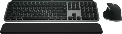 Komplet tastierë dhe maus Logitech MX Keys S për Mac, Pa kabllo, RF Wireless + Bluetooth, Ndërprerës çelësash gërshërë, QWERTZ, LED, Alumini, E zezë