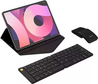 Set tastierë wireless e palosshme Delux KF10 dhe maus MF10PR, e zezë