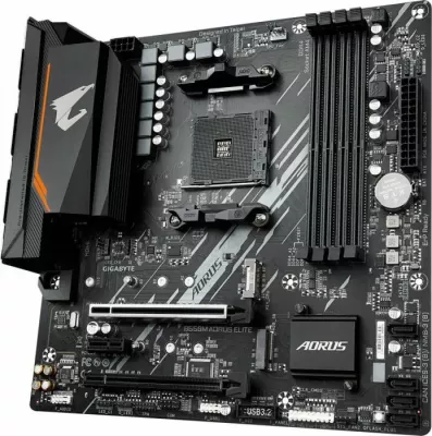 Pllakë amë GIGABYTE B550M AORUS ELITE, AMD B550, AM4, mATX, DDR4 128GB, 2x M.2, 4x SATA3, HDMI, USB 3.2 Gen1