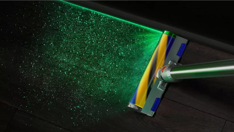 Fshesë me korrent Dyson V15 Detect Absolute, pa qese, 0.76 L, bateri, ngjyrë nikeli dhe e verdhë