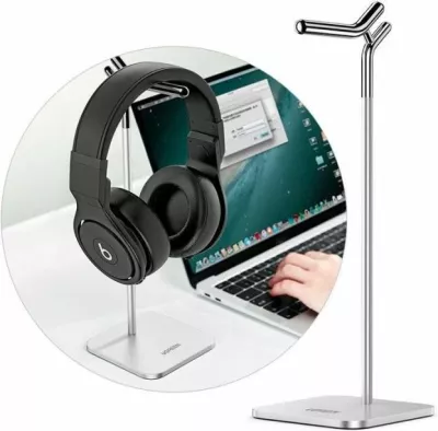 mbajtëse kufjesh UGREEN 80701, alumin metalike, e rregullueshme, 287 mm, argjend/e zezë
