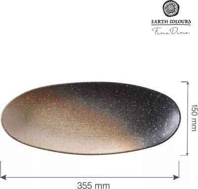 Pjatë ovale për servirje Fine Dine Moon 355 mm, kafe, set 3 copë