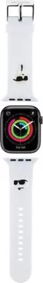 Rrip për Apple Watch Karl Lagerfeld 3D Rubber Karl&Choupette Head, silikon, i bardhë, 38/40/41mm