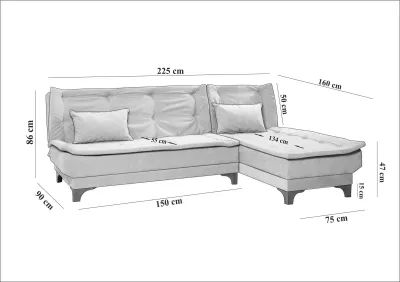 Kënd divan-krevat Atelier del Sofa, kënd i djathtë, ngjyrë antracit