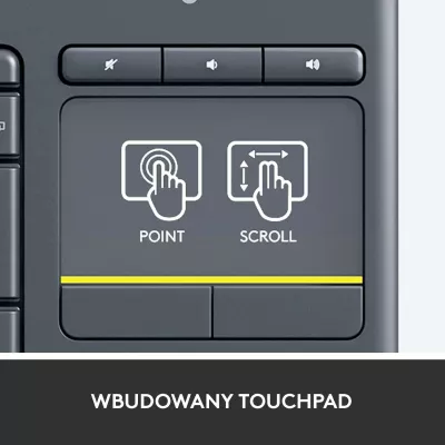 Tastierë pa tela Logitech K400 Plus 920-007145 me touchpad, US INTL, e zezë